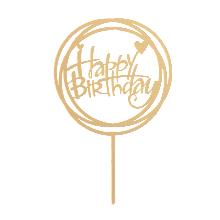 CAKE TOPPER HAPPY BIRTHDAY DORADO 15.4X10CM