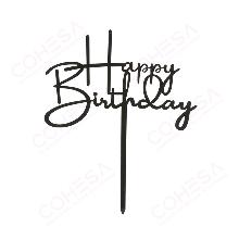 CAKE TOPPER HAPPY BIRTHDAY BLACK 20.5 X 13 CM  DEKORA