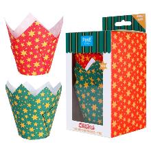 TULIPAS NAVIDEÑAS PARA MUFFINS - ESTRELLAS (SET DE 24)