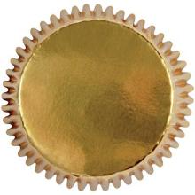 CÁPSULAS PARA HORNEAR CUPCAKES DORADO , TAMAÑO MINI, PAQUETE DE 45