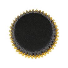 CÁPSULAS FORRADAS DE ALUMINIO - NEGRAS CON BORDE DE ALUMINIO DORADO, PACK DE 30