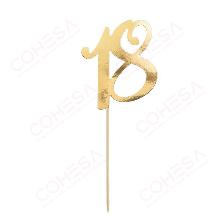TOPPER PARA TARTAS 18 ORO PARTY DECO AZUCREN