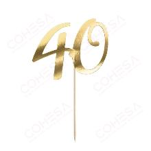 TOPPER PARA TARTAS 40 ORO PARTY DECO AZUCREN
