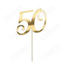 TOPPER PARA TARTAS 50 ORO PARTY DECO AZUCREN