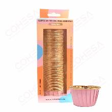 50 CAPSULAS FIESTAS ROSA/ORO AZUCREN ( 5 CM. DIÁMETRO X 4 CM. ALTURA )