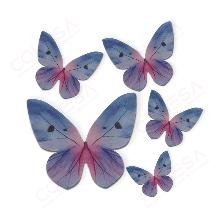 PACK MARIPOSAS OBLEA TONOS AZULES (6-5-4-3CM) 10 UNIDADES