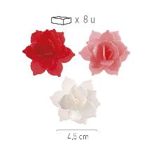 8 MINI NENUFAR OBLEA ROJA/ROSA 4,5CM DEKORA