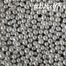 PERLAS PLATA METALIZADA AZUCREN 4 MM. 90 GRAMOS