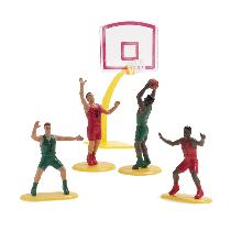 KIT BALONCESTO CON CANASTA Y 4 JUGADORES DEKORA