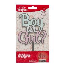 CAKE TOPPER BOY OR GIRL PLATA ROSA Y AZUL  DEKORA