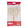 CAKE TOPPER NEW BABY DORADO Y BLANCO DEKORA