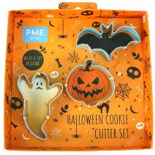 SET DE 3 CORTADORES DE GALLETA CALABAZA, MURCIELAGO Y FANTASMA DE HALLOWEEN