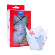 CAPSULA MUFFIN TULIPA DECORACIÓN FLORES FESTIVAS 24 UNIDADES 10CM