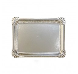 Bandeja cartón rectangular color plata 26x34cm set 1 unidades