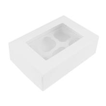 CAJA CUPCAKES 6 UNIDADES BLANCA CON VENTANA