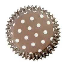 CÁPSULAS DE PAPEL DE LUNARES MARRONES PARA HORNEAR CUPCAKES, TAMAÑO ESTÁNDAR, PAQUETE DE 60