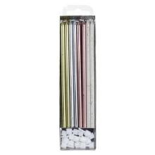VELAS COLORES - EXTRA LARGAS CON PURPURINA, PACK DE 16 (18 CM / 7")