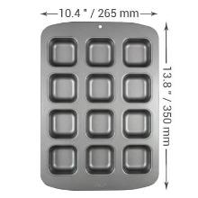 MOLDE PARA 12 MINI PASTELES CUADRADOS DE ACERO AL CARBONO ANTIADHERENTE PME