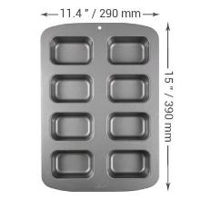 MOLDE PARA 8 MINI PASTELES RECTÁNGULOS DE ACERO AL CARBONO ANTIADHERENTE PME
