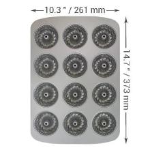 MOLDE PARA 12 BUNDT DE ACERO AL CARBONO ANTIADHERENTE (37,3 X 26,1 CM / 14,7 X 10,3")