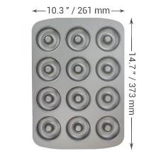MOLDE PARA 12 MINI DONUT DE ACERO AL CARBONO ANTIADHERENTE (37,3 X 26,1 CM / 14,7 X 10,3")