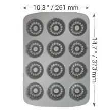 MOLDE PARA 12 MINI FLUTED DE ACERO AL CARBONO ANTIADHERENTE (37,3 X 26,1 CM / 14,7 X 10,3")