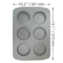 MOLDE PARA 6 TARTALETAS DE ACERO AL CARBONO ANTIADHERENTE (37,3 X 26,1 CM / 14,7 X 10,3")