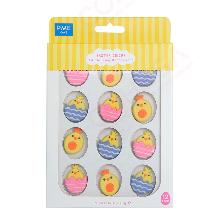 PASCUA DECORACIONES COMESTIBLES DE AZÚCAR - POLLITOS, SET DE 12