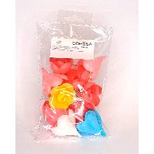 PACK-1303 FLOR OBLEA  ENROLLADA MEDIANA AZUL Y ROSA 10 UNIDADES