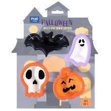 HALLOWEEN CORTADORES DE GALLETAS CON AGARRE SUAVE (SET DE 4)