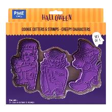 HALLOWEEN CORTADORES Y SELLOS DE GALLETAS - PERSONAJES ESPELUZNANTES (SET DE 3)