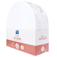 SET DE 10 CAKE BOARDS REDONDOS PARA TARTAS CON BORDES ENVUELTOS, BLANCO (14" / 35CM)