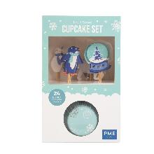 CUPCAKE SET - LET IT SNOW CHRISTMAS (24 CASES AND TOPPERS)