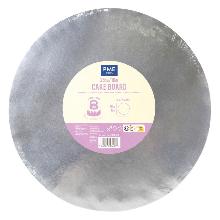 BASE REDONDA PARA TARTA CON BORDES LISOS, PLATA (10" / 25CM)
