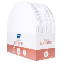 SET DE 10 CAKE BOARDS REDONDOS PARA TARTAS CON BORDES ENVUELTOS, BLANCO (12" / 30CM)