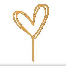 CAKE TOPPER DOBLE CORAZÓN ORO 10,5 X 15CM