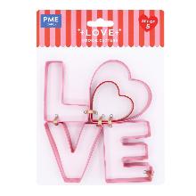 SET DE 5 CORTADORES DE GALLETAS PARA SAN VALENTÍN - LOVE