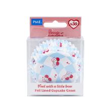 CÁPSULAS PARA CUPCAKES VINTAGE FORRADAS DE ALUMINIO - ATADO CON UN LAZO (SET DE 30)