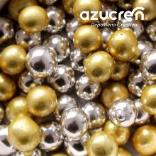 MIX PERLAS PLATA/ORO METALIZADAS AZUCREN 8 MM 90 GR SIN E171