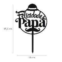 CAKE TOPPER FELICIDADES PAPA NEGRO 15.6X10CM
